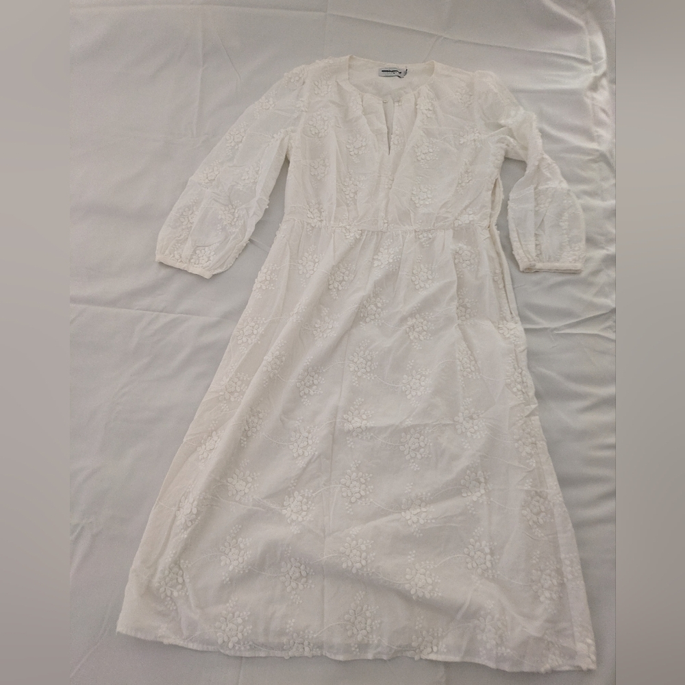 🆕 NWOT embroidered white Guideboat midi dress - Picture 15 of 16